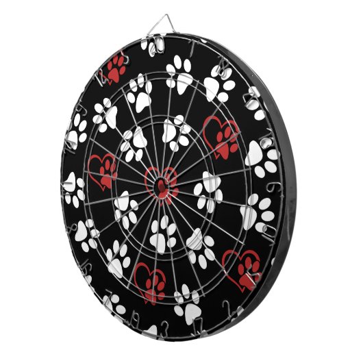 Patroon van poten, witte poten, rode poten, harten dartbord (Voorkant Rechts)