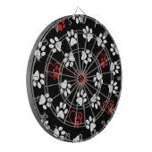 Patroon van poten, witte poten, rode poten, harten dartbord (Voorkant Links)
