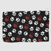 Patroon van poten, witte poten, rode poten, harten golfhanddoek (Horizontaal)