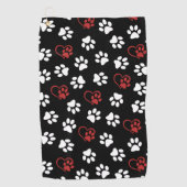 Patroon van poten, witte poten, rode poten, harten golfhanddoek (Voorkant)