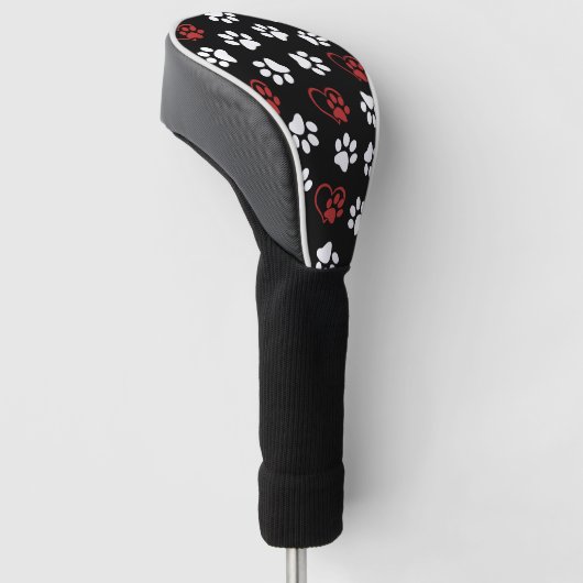 Patroon van poten, witte poten, rode poten, harten golfheadcover (Schuin)