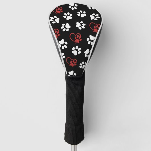 Patroon van poten, witte poten, rode poten, harten golfheadcover (Voorkant)