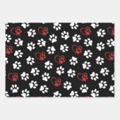 Patroon van poten, witte poten, rode poten, harten inpakpapier vel (Voorkant 3)