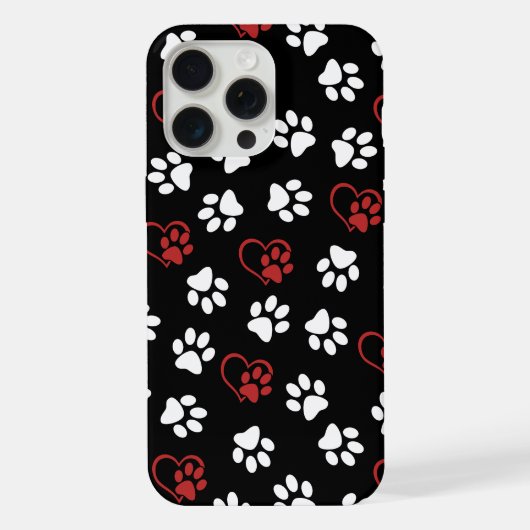 Patroon van poten, witte poten, rode poten, harten iPhone hoesje (Achterkant)