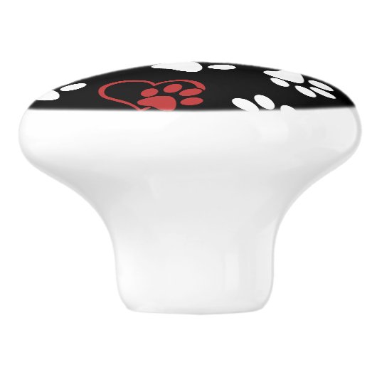 Patroon van poten, witte poten, rode poten, harten keramische knop (Zijkant)