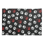 Patroon van poten, witte poten, rode poten, harten kussensloop (Achterkant)