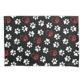 Patroon van poten, witte poten, rode poten, harten kussensloop (Voorkant)