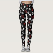 Patroon van poten, witte poten, rode poten, harten leggings (Voorkant)