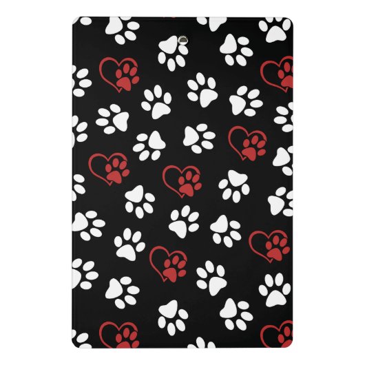 Patroon van poten, witte poten, rode poten, harten mini klembord (Achterkant)