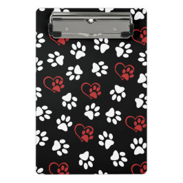 Patroon van poten, witte poten, rode poten, harten mini klembord