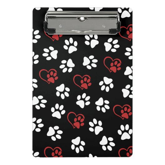 Patroon van poten, witte poten, rode poten, harten mini klembord (Voorkant)