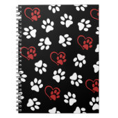 Patroon van poten, witte poten, rode poten, harten notitieboek (Voorkant)