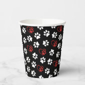 Patroon van poten, witte poten, rode poten, harten papieren bekers (Links)