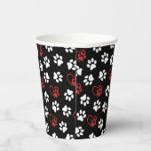 Patroon van poten, witte poten, rode poten, harten papieren bekers (Rechts)