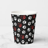 Patroon van poten, witte poten, rode poten, harten papieren bekers (Voorkant)