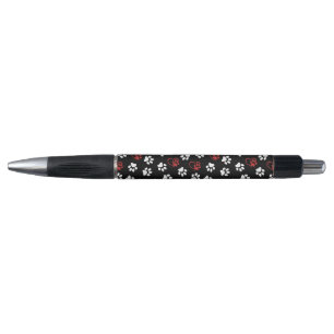 Patroon van poten, witte poten, rode poten, harten pen