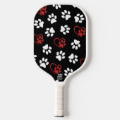 Patroon van poten, witte poten, rode poten, harten pickleball paddle (Achterkant)
