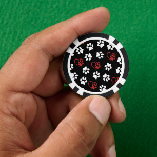 Patroon van poten, witte poten, rode poten, harten poker chips