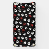 Patroon van poten, witte poten, rode poten, harten spandoek (Verticaal)