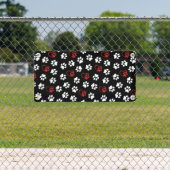 Patroon van poten, witte poten, rode poten, harten spandoek (Insitu)