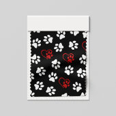 Patroon van poten, witte poten, rode poten, harten stof