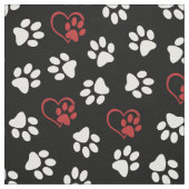 Patroon van poten, witte poten, rode poten, harten stof (Swatch)