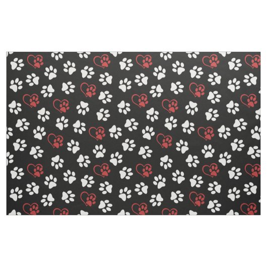 Patroon van poten, witte poten, rode poten, harten stof (Fat Quarter)