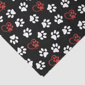 Patroon van poten, witte poten, rode poten, harten tissuepapier (Detail)