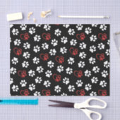 Patroon van poten, witte poten, rode poten, harten tissuepapier (Craft)