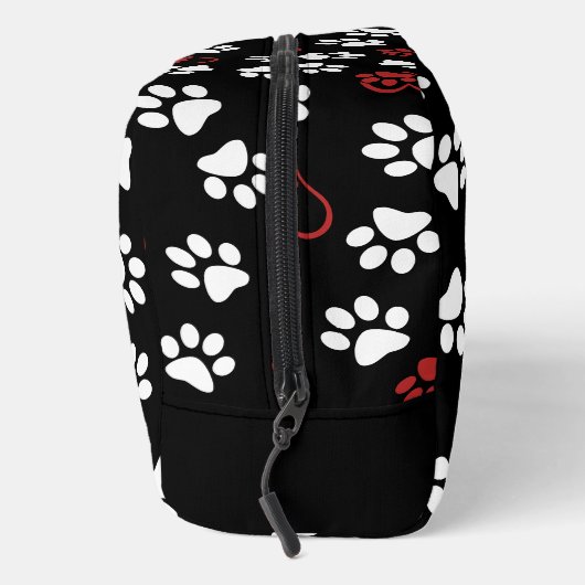 Patroon van poten, witte poten, rode poten, harten toilettasje (Rechts)