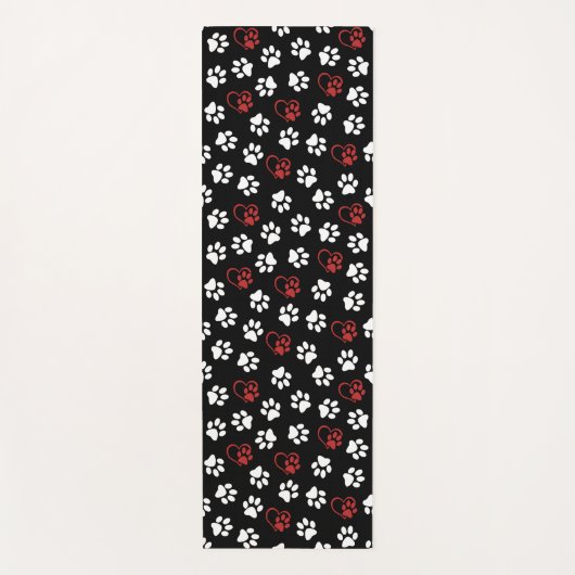 Patroon van poten, witte poten, rode poten, harten yogamat (Voorkant)