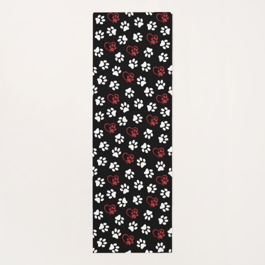 Patroon van poten, witte poten, rode poten, harten yogamat (Achterkant)