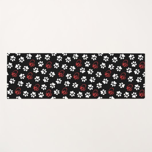 Patroon van poten, witte poten, rode poten, harten yogamat (Voorkant (horizontaal))