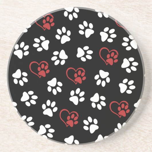 Patroon van poten, witte poten, rode poten, harten zandsteen onderzetter (Voorkant)