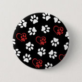 Patroon van poten, Witte poten, Rode poten, Hartje Ronde Button 5,7 Cm (Voorkant)