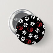 Patroon van poten, Witte poten, Rode poten, Hartje Ronde Button 5,7 Cm (Voorkant /achterkant)