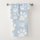 Patroon van poten, witte poten, Waterverven, blauw Bad Handdoek (Insitu)