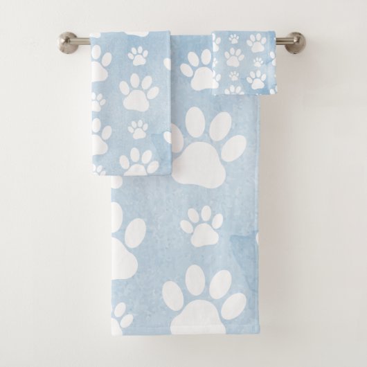 Patroon van poten, witte poten, Waterverven, blauw Bad Handdoek (Insitu)