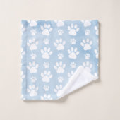 Patroon van poten, witte poten, Waterverven, blauw Bad Handdoek (Wasdoekje)