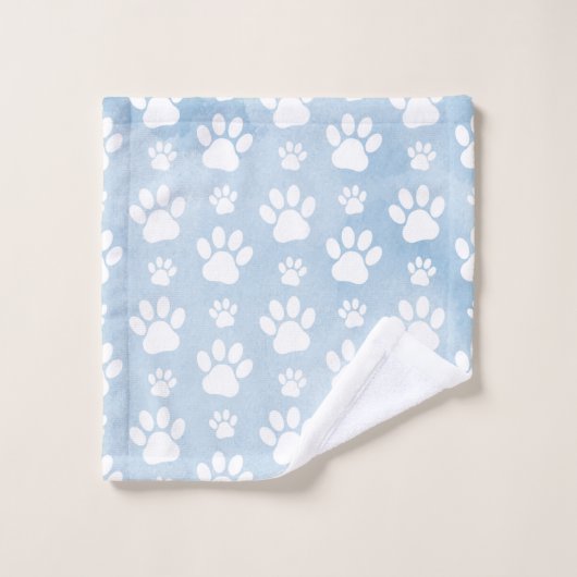 Patroon van poten, witte poten, Waterverven, blauw Bad Handdoek (Wasdoekje)
