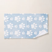 Patroon van poten, witte poten, Waterverven, blauw Bad Handdoek (Handdoek)