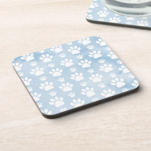 Patroon van poten, witte poten, Waterverven, blauw Bier Onderzetter (Linkerzijde)