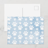 Patroon van poten, witte poten, Waterverven, blauw Briefkaart (Voorkant / Achterkant)