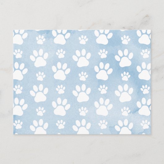 Patroon van poten, witte poten, Waterverven, blauw Briefkaart (Voorkant)