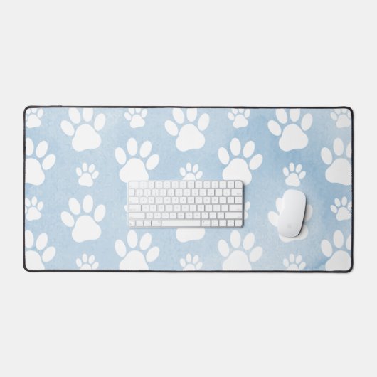 Patroon van poten, witte poten, Waterverven, blauw Bureaumat (Keyboard & Muis)