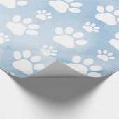 Patroon van poten, witte poten, Waterverven, blauw Cadeaupapier (Hoek)