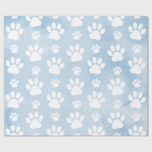 Patroon van poten, witte poten, Waterverven, blauw Cadeaupapier (Vlak)