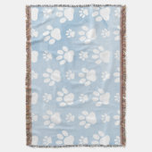 Patroon van poten, witte poten, Waterverven, blauw Deken (Voorkant Verticaal)