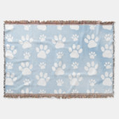 Patroon van poten, witte poten, Waterverven, blauw Deken (Voorkant)