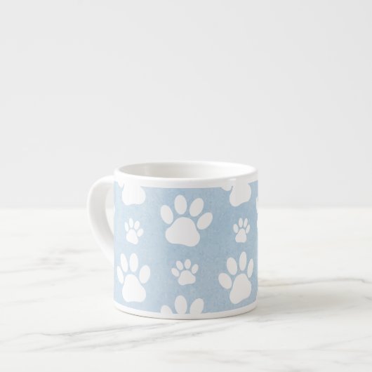 Patroon van poten, witte poten, Waterverven, blauw Espresso Kop (Links)